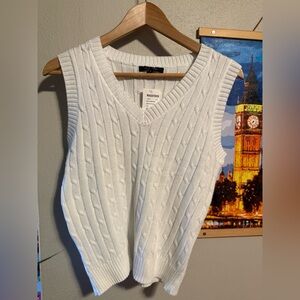 Ragstock Love Tree White Cable Knit style Sweater Vest Size M NWT